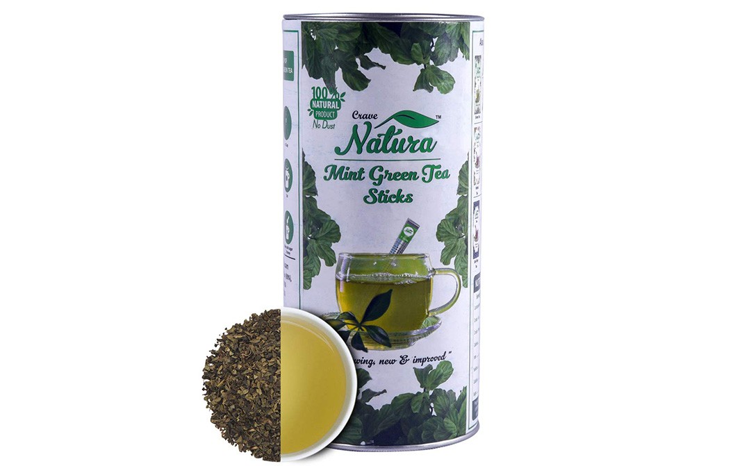 Crave Natura Mint Green Tea Sticks   Container  40 grams
